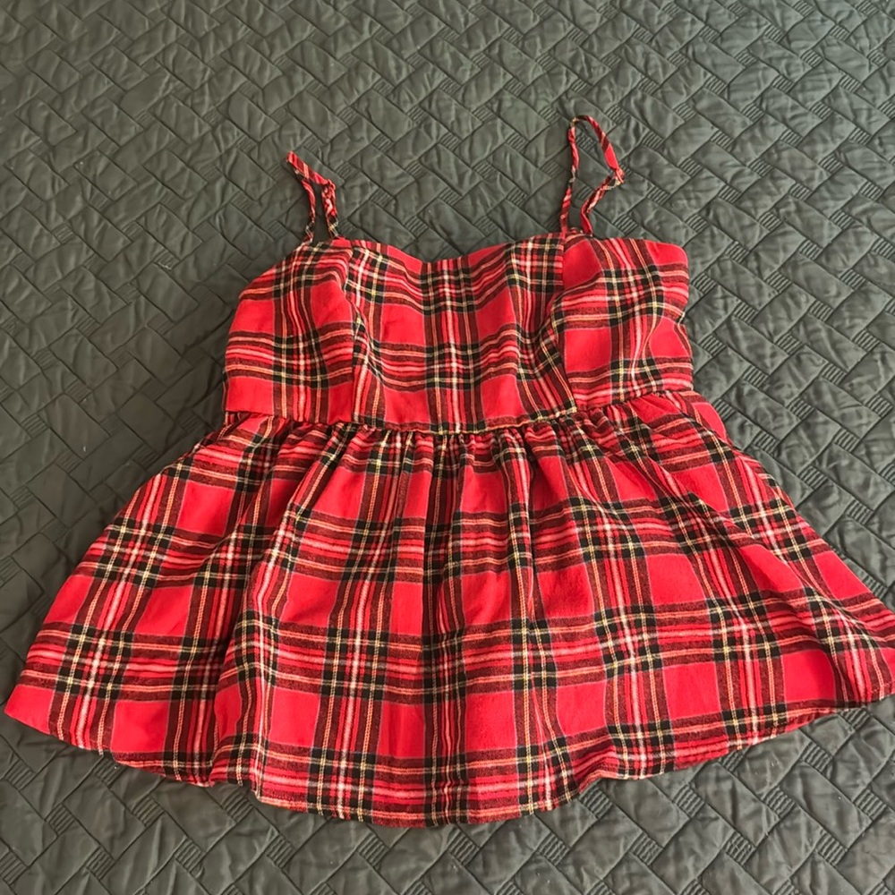 SHEIN Mod red plaid tank with bow detail on back! NWT